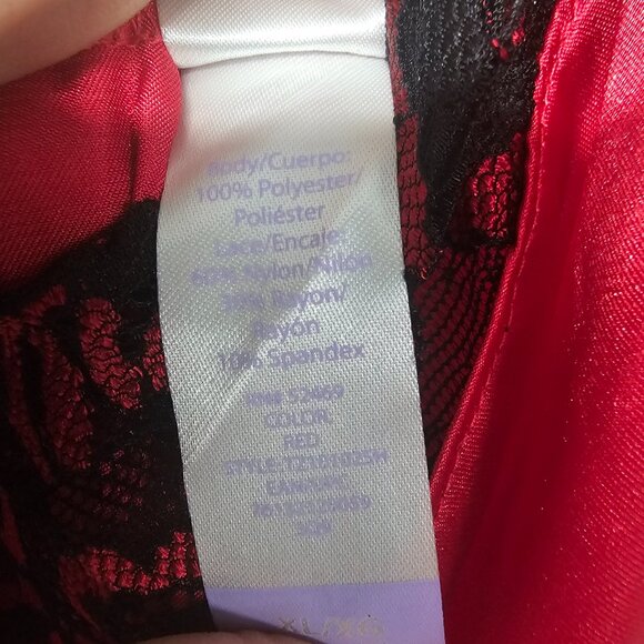 Secret Treasures Tank Cami Red Black Satin Lace Goth Whimsigoth Fairy XL - Picture 9 of 12